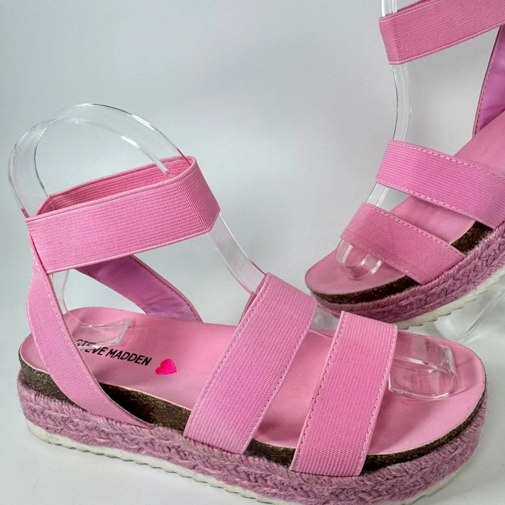 Steve Madden Pink Jkimmie Espadrille Platform Sandals Girls Size‎ 2 Kid